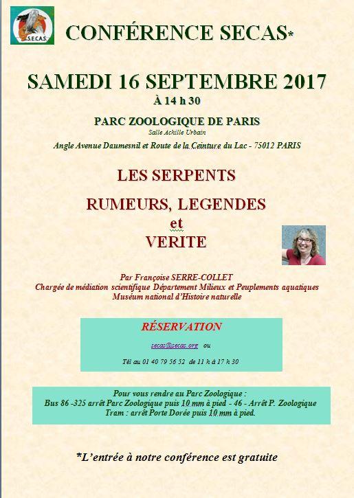 Affiche conference serpents 16 septembre 1